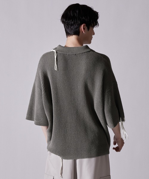 「CLEL」 半袖ニット L ブラック メンズ