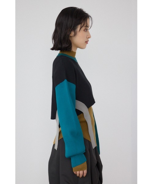 ニット セーター 「PLUS」パネルドレープレイヤードセットニット