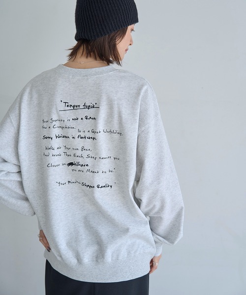 meilmada トレーナー スウェット メッセージロゴ刺繍スウェット