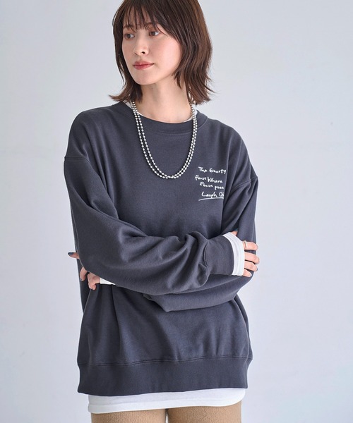 meilmada トレーナー スウェット メッセージロゴ刺繍スウェット