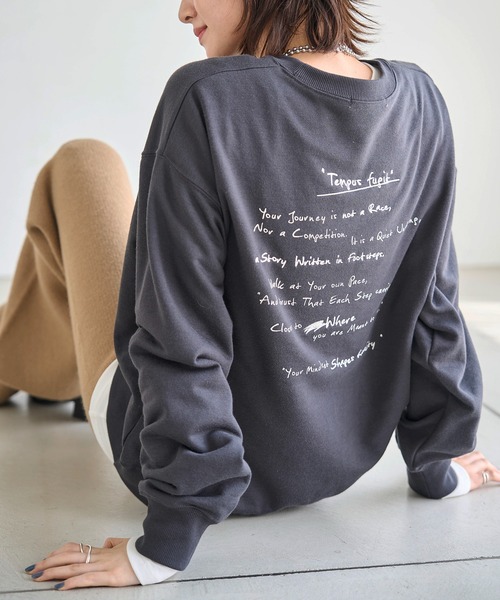 meilmada トレーナー スウェット メッセージロゴ刺繍スウェット