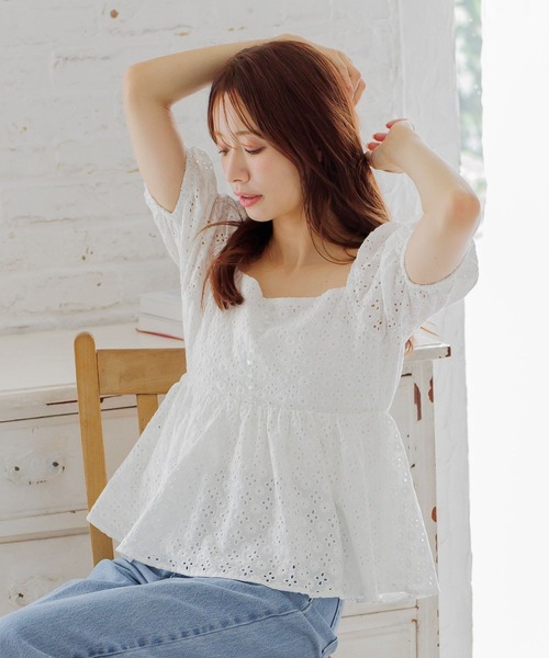 ブラウス シャツ 「WEB限定」レース刺繍ブラウス　588228 レディース