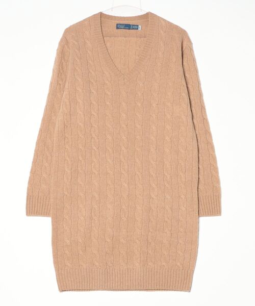 POLO RALPH LAUREN ワンピース ケーブル ウールカシミヤ Vネック