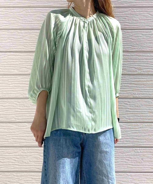 「Q」 7分袖ブラウス MEDIUM ミント レディース_画像2