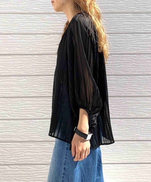 「Q」 7分袖ブラウス MEDIUM ミント レディース_画像8