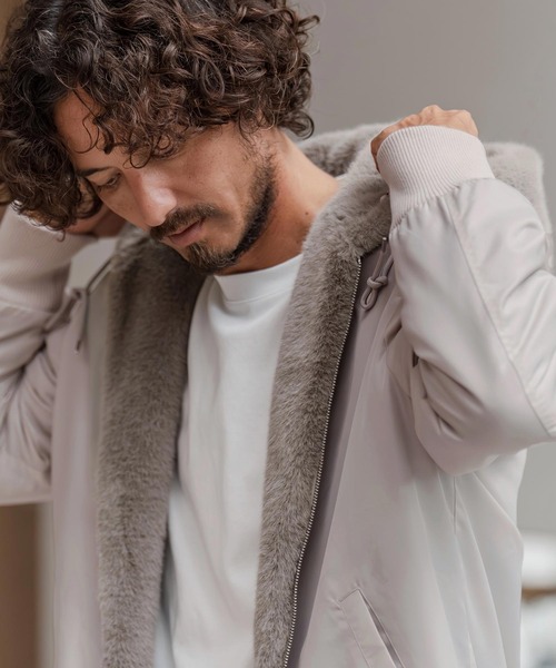 VIRGO モッズコート 変形デザイン ファー カウレザー 切替 カーキ 3 VIRGO 牛革 カウレザー切替 モッズコート 3 ☆ 細美武士 BRAHMAN