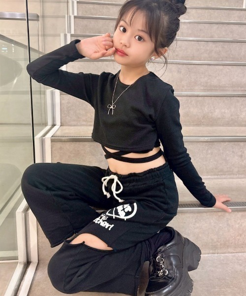 RandS tシャツ クロスタイバックロンT kids キッズ 子供服 女の子
