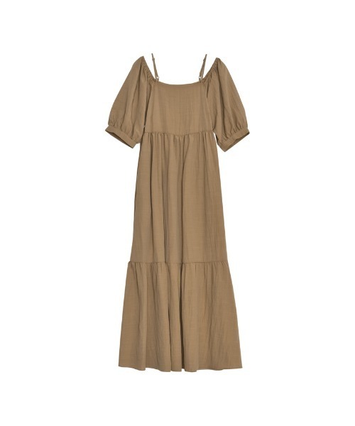 「Re:EDIT」 半袖ワンピース MEDIUM ベージュ レディース_画像5