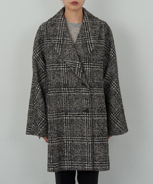 希少 ダーマコレクション　ツイード ショートコート　ダブル　ベルト付　美品　L GALLARDAGALANTE（ガリャルダガランテ） コート アウター