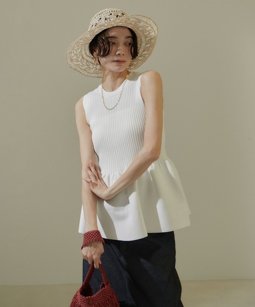 「SALON adam et rope'」 ノースリーブニット FREE ホワイト レディース_画像8