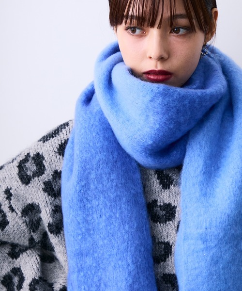 MONOe マフラー ストール 配色フリンジシャギーマフラー レディース