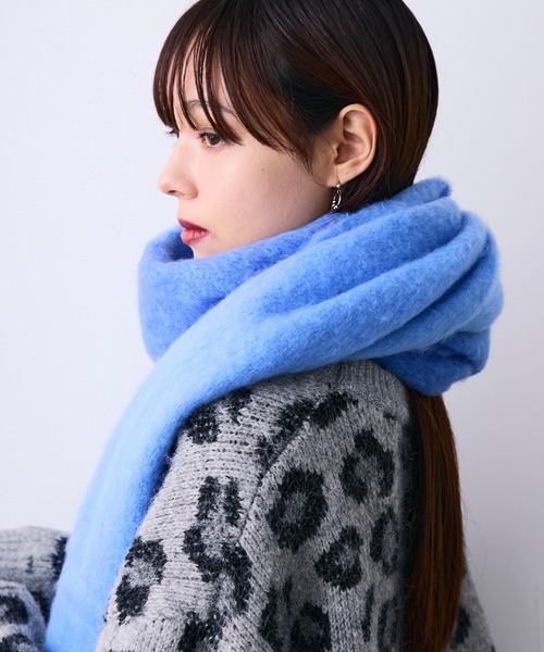 MONOe マフラー ストール 配色フリンジシャギーマフラー レディース