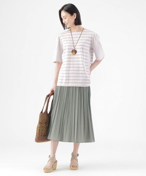 「TRANS WORK」 半袖Tシャツ 38 ネイビー レディース_画像2