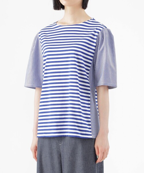 「TRANS WORK」 半袖Tシャツ 38 ネイビー レディース_画像6