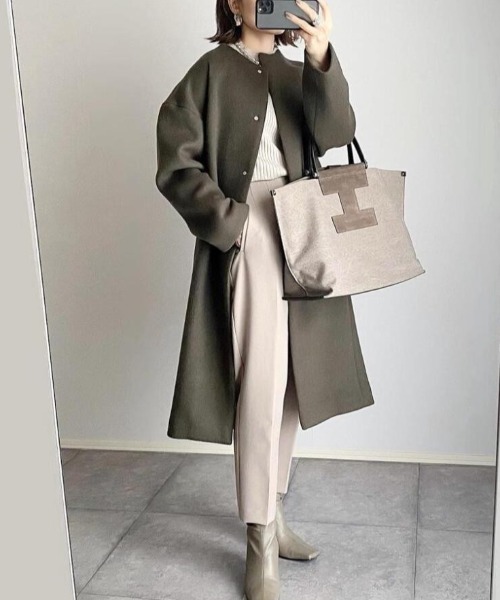 a lot of love ノーカラーコート FREE グリーン レディース : ZOZOTOWN