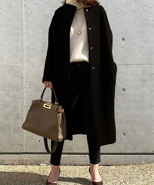 「a lot of love」 ノーカラーコート FREE グリーン レディース_画像4