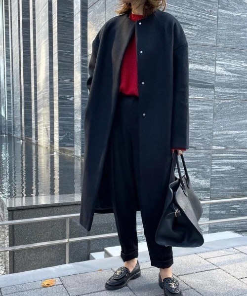 「a lot of love」 ノーカラーコート FREE グリーン レディース_画像6