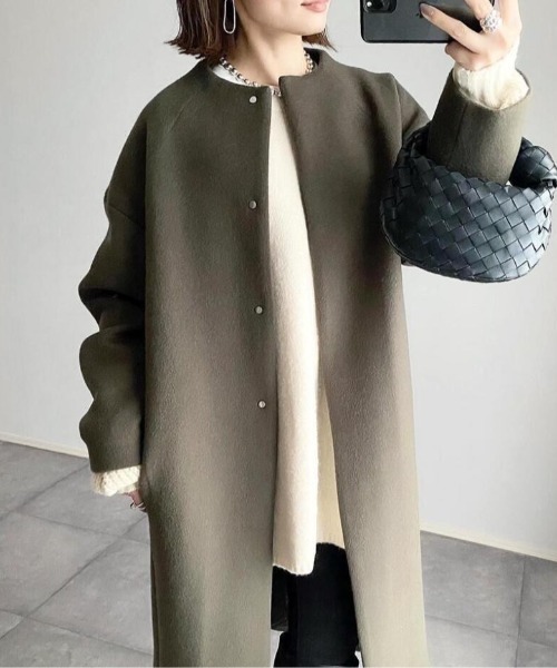 「a lot of love」 ノーカラーコート FREE グリーン レディース_画像8