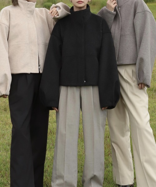 「Reurie'」 ノーカラージャケット FREE アッシュグレー レディース_画像2