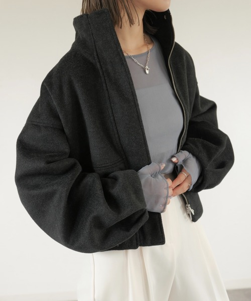 「Reurie'」 ノーカラージャケット FREE アッシュグレー レディース_画像7