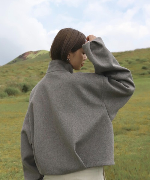 「Reurie'」 ノーカラージャケット FREE アッシュグレー レディース_画像9