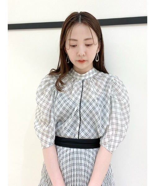 「LILY BROWN」 半袖ブラウス ONE SIZE グレー レディース_画像4