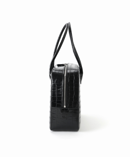 未使用品■MAISON CANAU クロコ ボックスボストン S 現行品 黒 MAISON CANAU(メゾンカナウ)・ボックスボストン／クロコ型押S/DoCLASSE