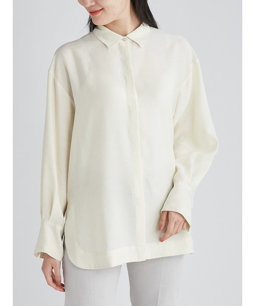 「Mila Owen」 長袖シャツ 0 ホワイト レディース_画像2