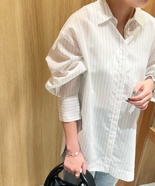 「Mila Owen」 長袖シャツ 0 ホワイト レディース_画像4