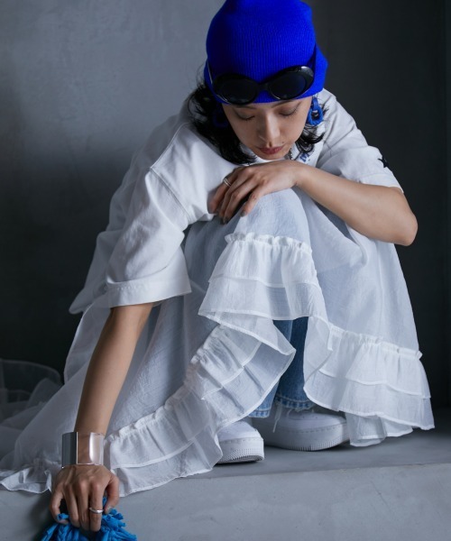 「GEVS.」 「SMILELAND」フリルスカート 5L オフホワイト レディース_画像3