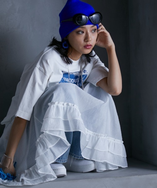 「GEVS.」 「SMILELAND」フリルスカート 5L オフホワイト レディース_画像4