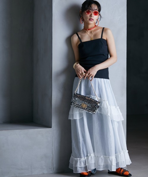 「GEVS.」 「SMILELAND」フリルスカート 5L オフホワイト レディース_画像5