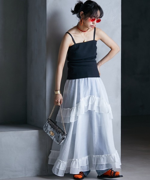 「GEVS.」 「SMILELAND」フリルスカート 5L オフホワイト レディース_画像6