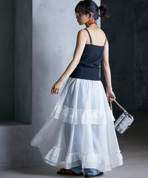 「GEVS.」 「SMILELAND」フリルスカート 5L オフホワイト レディース_画像7