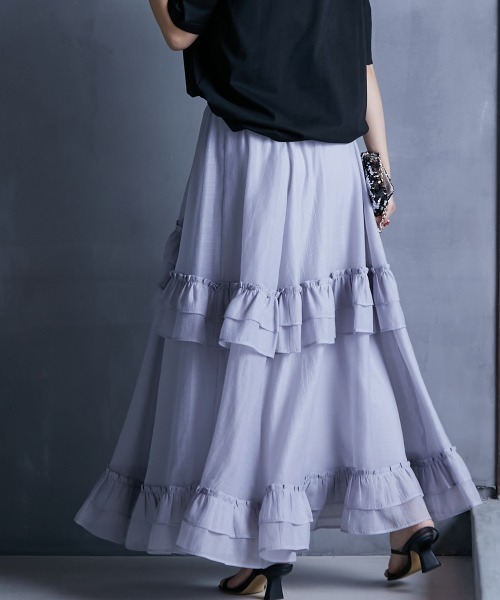 「GEVS.」 「SMILELAND」フリルスカート 5L オフホワイト レディース_画像8