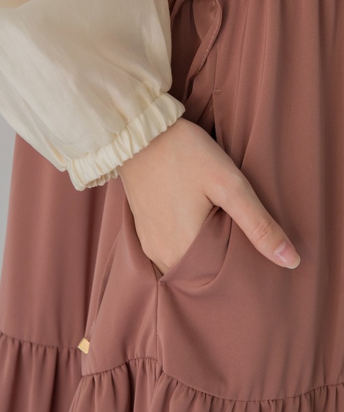 「LAVEANGE」 長袖ワンピース LL ブラック レディース_画像3