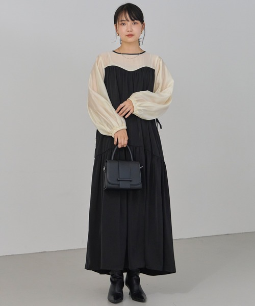 「LAVEANGE」 長袖ワンピース LL ブラック レディース_画像4