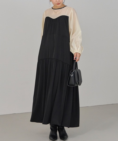 「LAVEANGE」 長袖ワンピース LL ブラック レディース_画像5