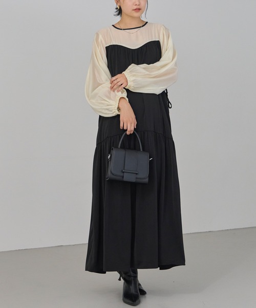 「LAVEANGE」 長袖ワンピース LL ブラック レディース_画像7