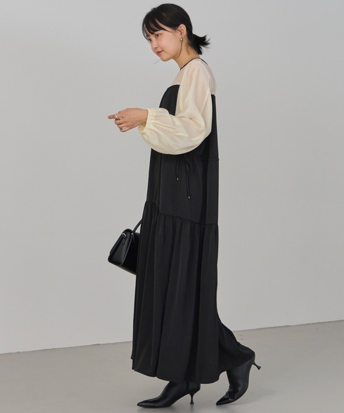 「LAVEANGE」 長袖ワンピース LL ブラック レディース_画像8