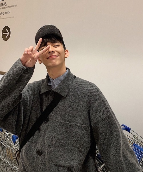 「B.R.U」 ニットカーディガン FREE グレー メンズ_画像3