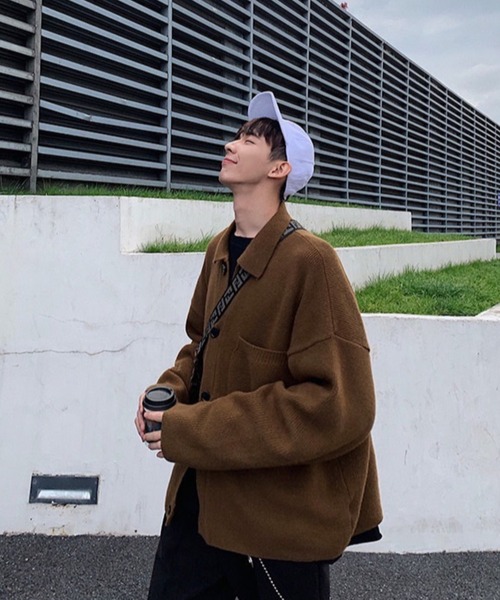 「B.R.U」 ニットカーディガン FREE グレー メンズ_画像4