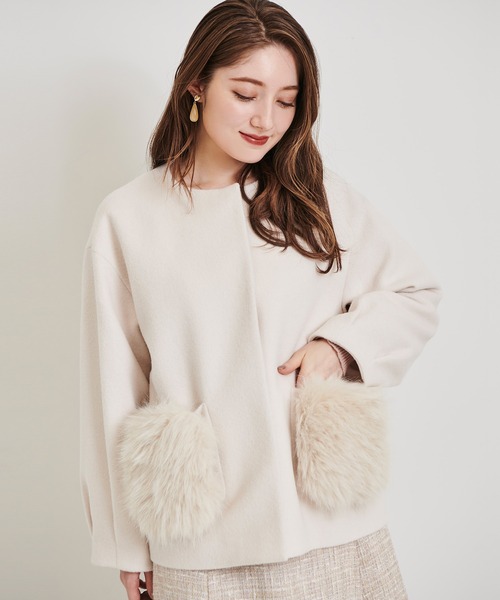 LAISSE PASSE（レッセパッセ） ノーカラージャケット MEDIUM ネイビー 