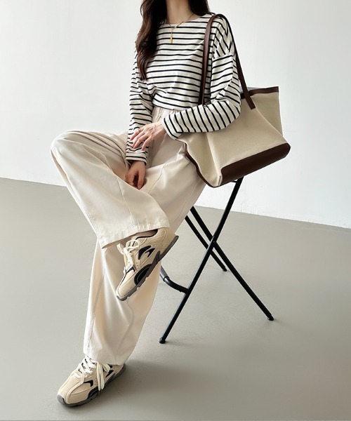 「COCOMOMO」 イージーパンツ L ダークグレー レディース_画像5