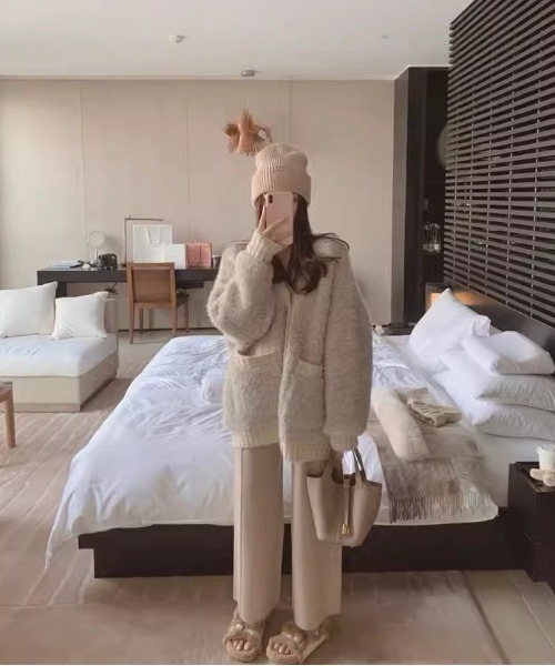 「SHEENA」 ニットカーディガン M ベージュ レディース_画像2