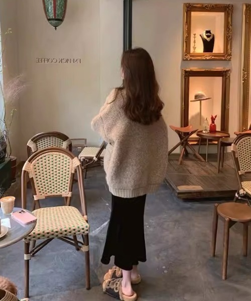 「SHEENA」 ニットカーディガン M ベージュ レディース_画像3