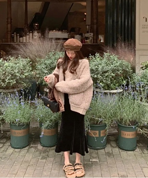 「SHEENA」 ニットカーディガン M ベージュ レディース_画像5