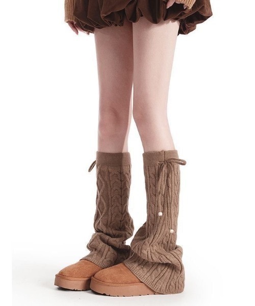 ドゥーズィエムクラス レッグウォーマー leg warmer ニット 茶色 Resurrection - KNIT LEG WARMERS / ニット レッグウォーマー （グレー