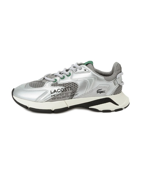 「LACOSTE」 ローカットスニーカー 24.5cm シルバー レディースの画像