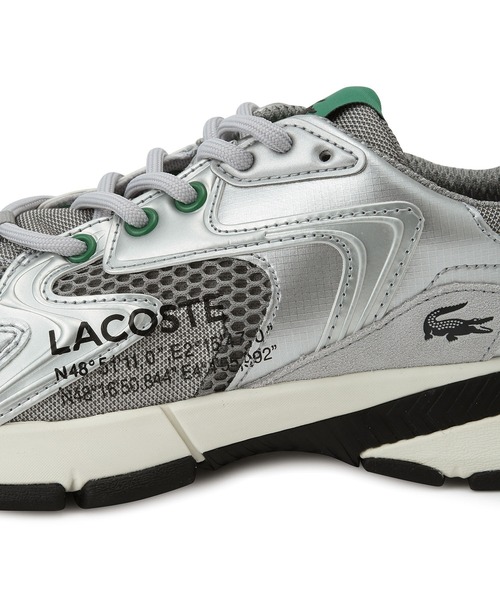 「LACOSTE」 ローカットスニーカー 24.5cm シルバー レディースの画像